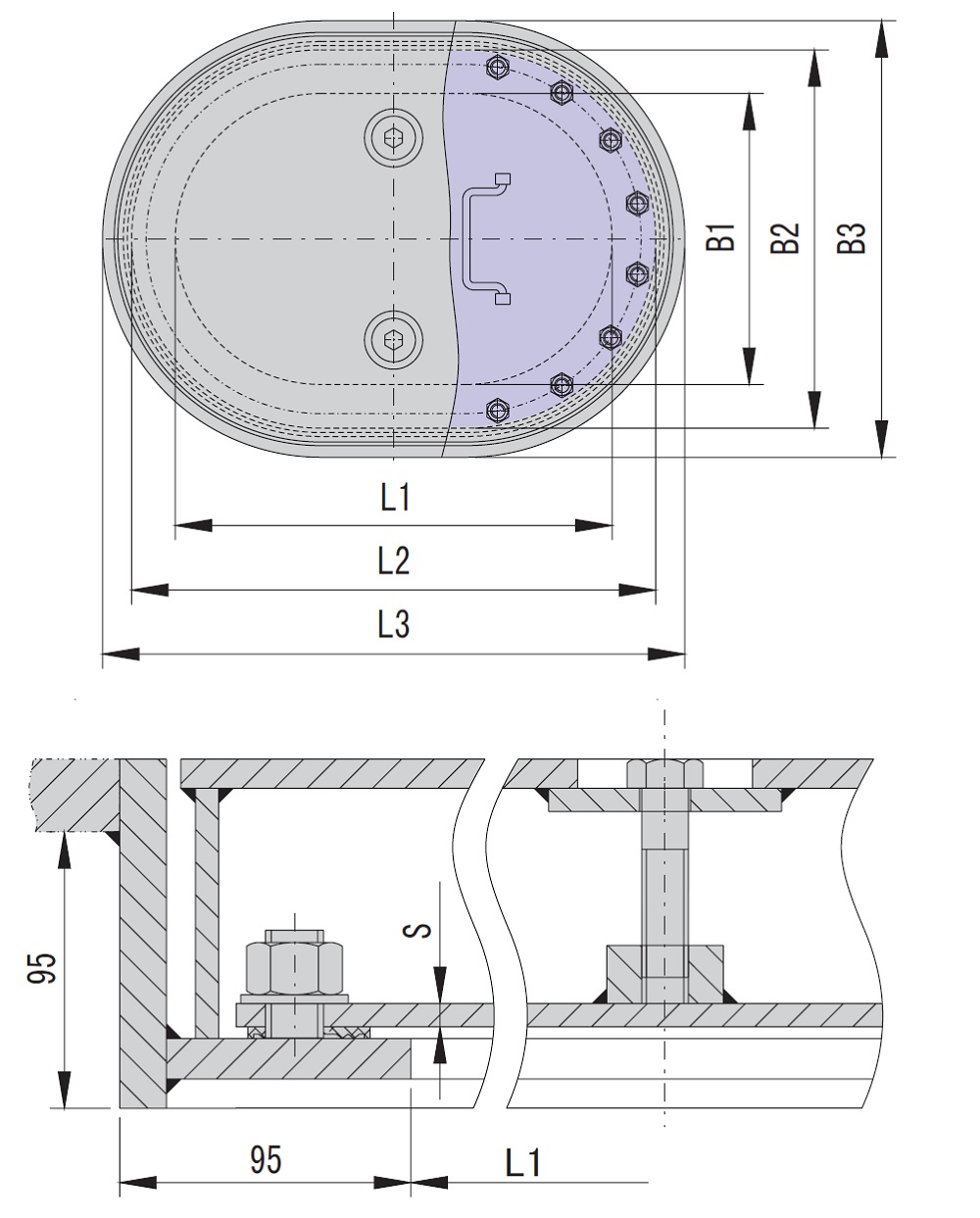 Marine Sunk Manhole Cover Type C Drawing